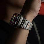 Hammer Pattern Butterfly Buckle Stainless Steel Head One Bead Titanium Alloy Watch Band, For Apple Watch 46mm / 49mm / 45mm / 44mm