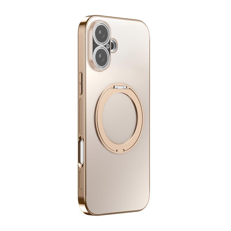 غطاء هاتف مطلي كهربائياً مع MagSafe وحامل دوار 360 درجة وغطاء عدسة، لهواتف iPhone 17 Pro Max وiPhone 17 Pro وiPhone 17 وiPhone Air وiPhone 16 Pro Max وiPhone 16 Pro