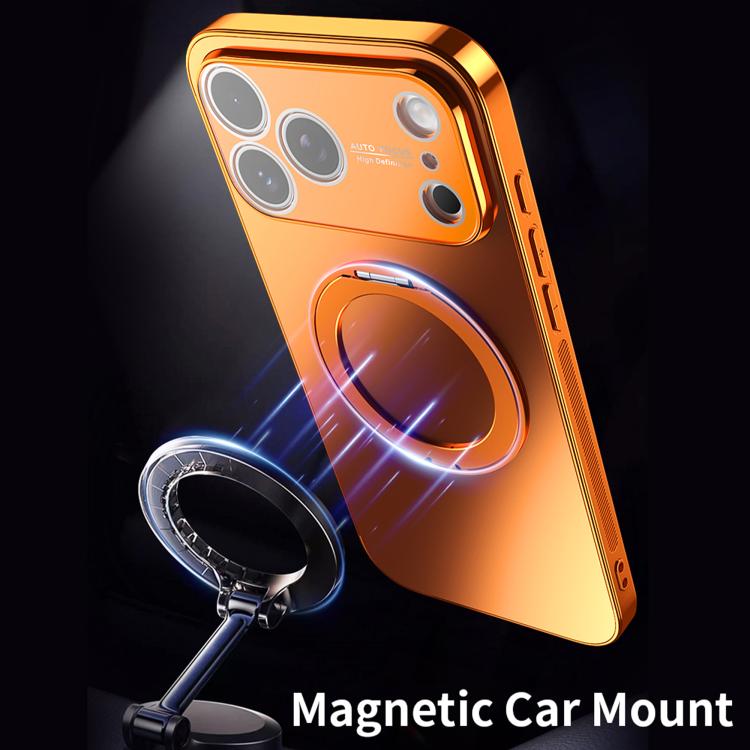 غطاء هاتف مطلي كهربائياً مع MagSafe وحامل دوار 360 درجة وغطاء عدسة، لهواتف iPhone 17 Pro Max وiPhone 17 Pro وiPhone 17 وiPhone Air وiPhone 16 Pro Max وiPhone 16 Pro