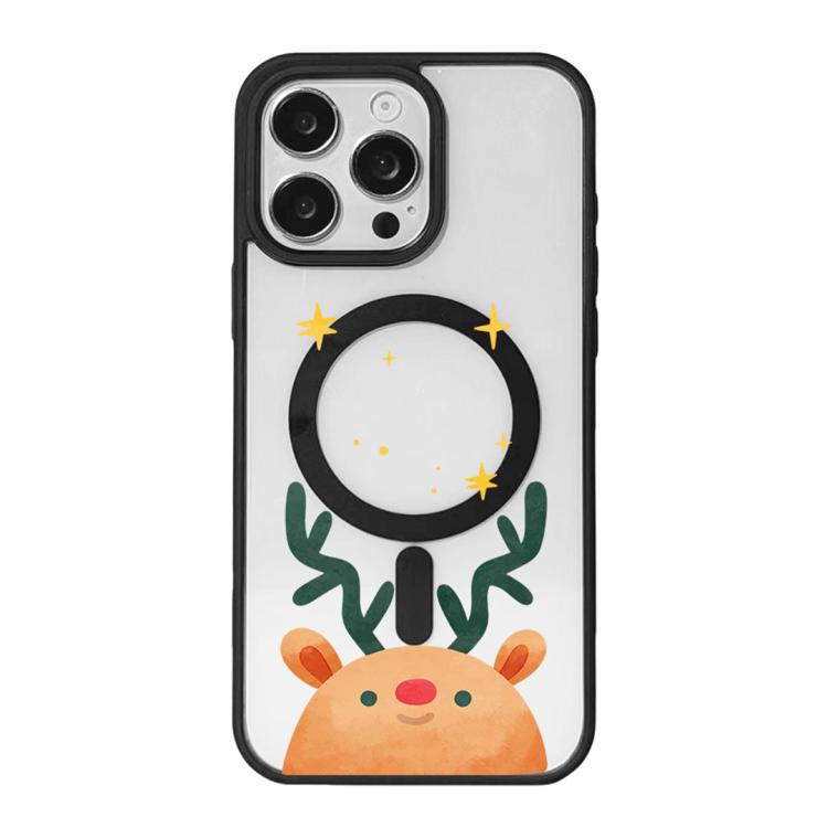 Christmas Series Strong Magnetic Painted Black Edge Phone Case, For iPhone 16 Pro Max, For iPhone 16 Pro, For iPhone 16