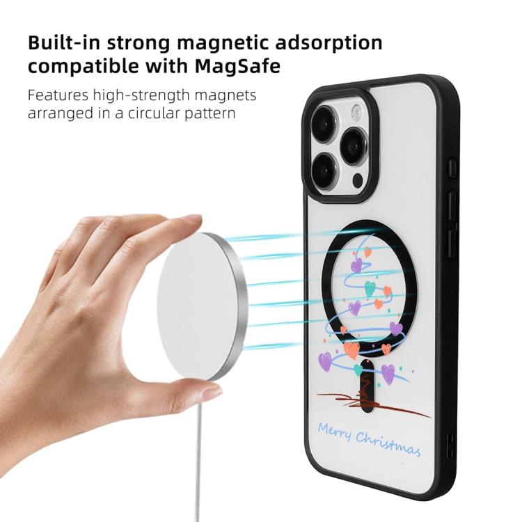 Christmas Series Strong Magnetic Painted Black Edge Phone Case, For  iPhone 15 Pro Max, For  iPhone 15 Pro