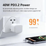 شاحن A3365 PD40W بمنفذ USB-C / Type-C مع كابل بيانات Type-C إلى Type-C / 8 دبوس، قابس بريطاني + كابل 2 في 1 بطول 1 متر