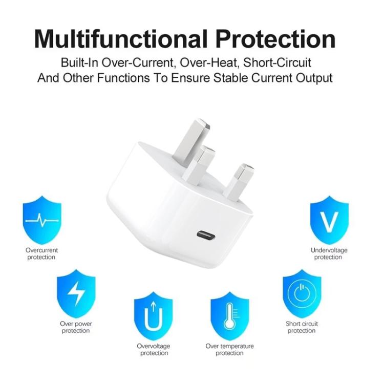 شاحن A3365 PD40W بمنفذ USB-C / Type-C مع كابل بيانات Type-C إلى Type-C / 8 دبوس، قابس بريطاني + كابل 2 في 1 بطول 1 متر