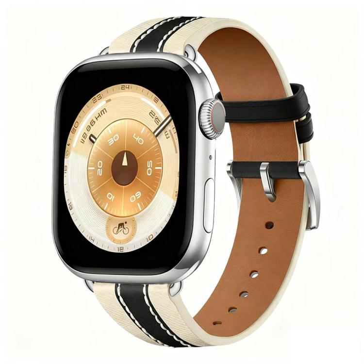 Genuine Leather Color Blocked Saddle Watch Band, For Apple Watch 46mm / 49mm / 45mm / 44mm, For Apple Watch 42mm / 41mm / 40mm / 38mm