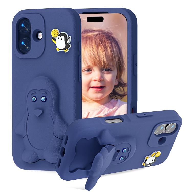 Penguin Baby EVA Shockproof Phone Case with Holder, For iPhone 17 Pro Max, For iPhone 17 Pro, For iPhone 17, For iPhone Air, For iPhone 16 Pro Max, For iPhone 16 Pro, For iPhone 16, For iPhone 15 Pro Max