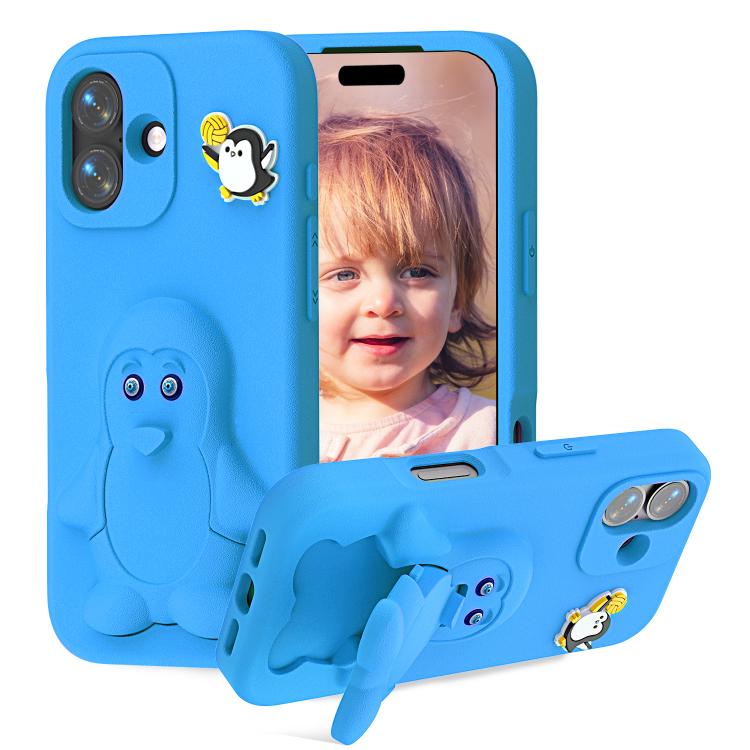 Penguin Baby EVA Shockproof Phone Case with Holder, For iPhone 17 Pro Max, For iPhone 17 Pro, For iPhone 17, For iPhone Air, For iPhone 16 Pro Max, For iPhone 16 Pro, For iPhone 16, For iPhone 15 Pro Max