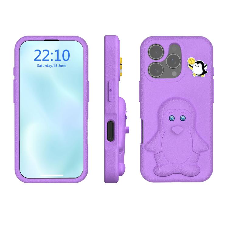 Penguin Baby EVA Shockproof Phone Case with Holder, For iPhone 17 Pro Max, For iPhone 17 Pro, For iPhone 17, For iPhone Air, For iPhone 16 Pro Max, For iPhone 16 Pro, For iPhone 16, For iPhone 15 Pro Max