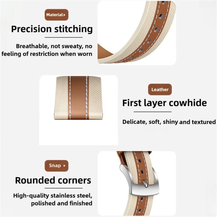 Genuine Leather Color Blocked Saddle Watch Band, For Samsung Watch Galaxy Fit3