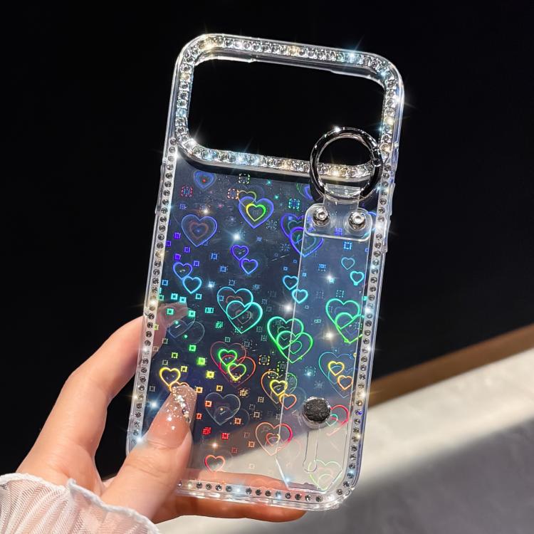 غطاء هاتف بحامل سوار لامع مرصع بالكريستال، لهاتف iPhone 17 Pro Max
