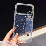 غطاء هاتف بحامل سوار لامع مرصع بالكريستال، لهاتف iPhone 17 Pro Max