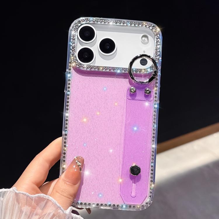غطاء هاتف بحامل سوار لامع مرصع بالكريستال، لهاتف iPhone 17 Pro Max