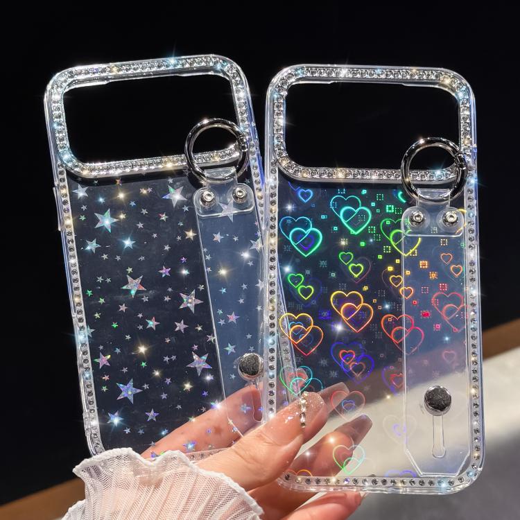 غطاء هاتف بحامل سوار لامع مرصع بالكريستال، لهاتف iPhone 17 Pro Max