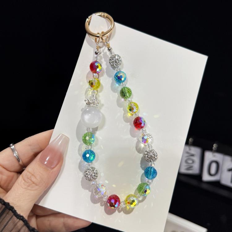 Whimsical Bow Colorful Bead Crystal Phone Chain, Photochromic Bead Style, Double Bow Style
