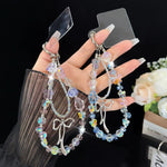 Ethereal Phantom Fantasy Crystal Bow Glowing Double Phone Chain, Pink, Blue
