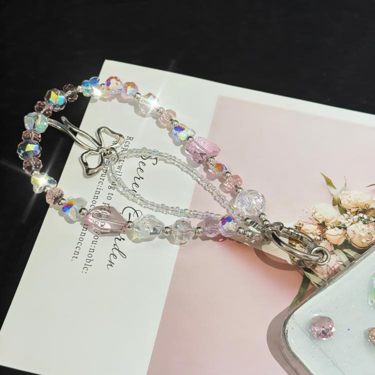 Ethereal Phantom Fantasy Crystal Bow Glowing Double Phone Chain, Pink, Blue
