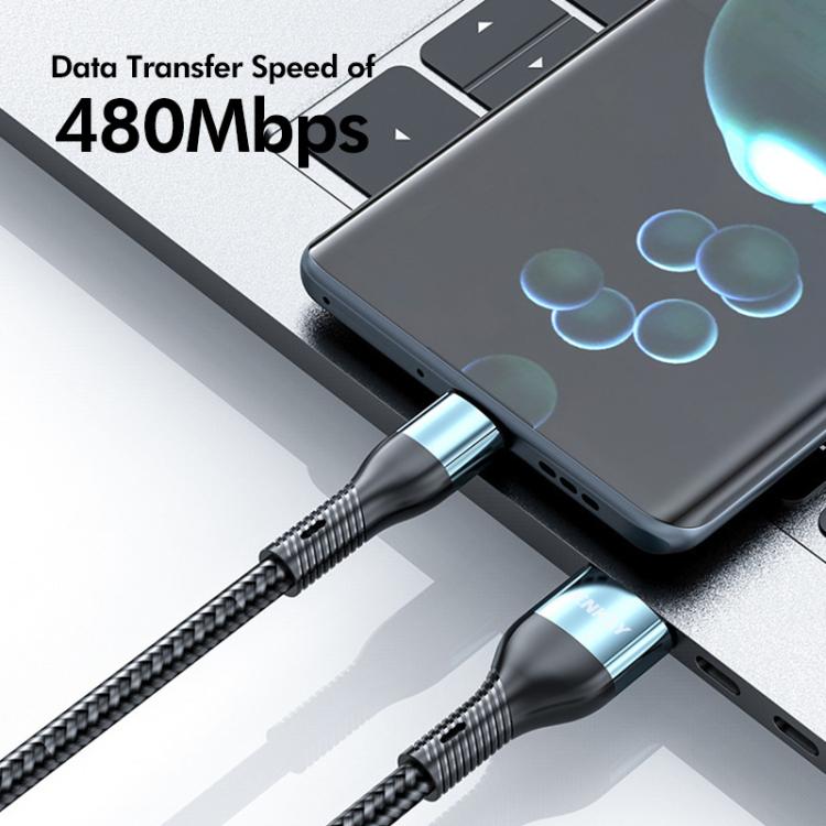 ENKAY 3-in-1 120W USB to 8 Pin / Type-C / Micro USB Nylon Braided Fast Charging Cable, Length: 1.2m, ENK-CB184