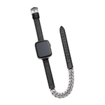 Diamantbesetztes Armband aus echtem Leder, passend für Apple Watch 46 mm / 49 mm / 45 mm / 44 mm und 42 mm / 41 mm / 40 mm / 38 mm
