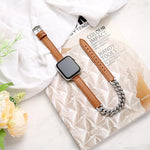 Diamantbesetztes Armband aus echtem Leder, passend für Apple Watch 46 mm / 49 mm / 45 mm / 44 mm und 42 mm / 41 mm / 40 mm / 38 mm