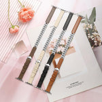 Diamantbesetztes Armband aus echtem Leder, passend für Apple Watch 46 mm / 49 mm / 45 mm / 44 mm und 42 mm / 41 mm / 40 mm / 38 mm