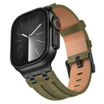 Veganes Crazy Horse Lederarmband mit Edelstahlschließe, passend für Apple Watch 46 mm / 49 mm / 45 mm / 44 mm