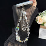 Golden Pearl Mobile Phone Chain, Silver, Golden