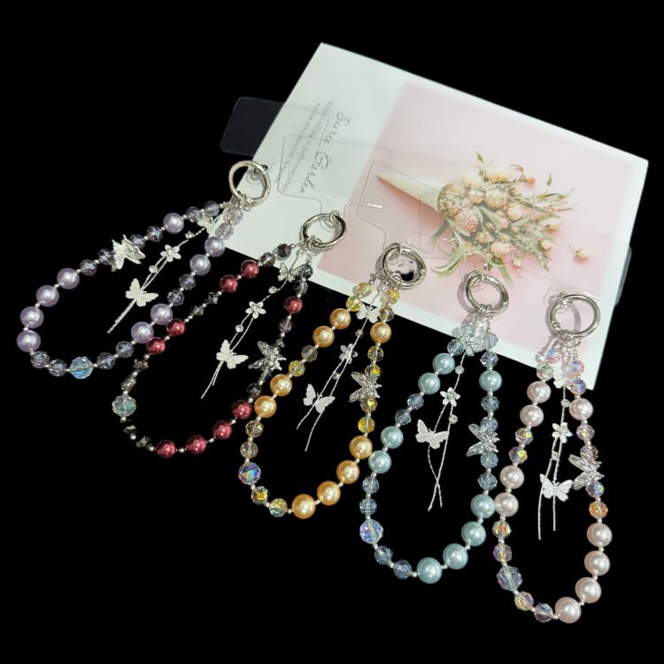 Alloy Butterfly Tassel Phone Charm, Pink, Green, Purple, Red, Orange