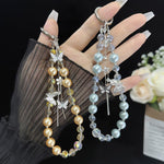 Alloy Butterfly Tassel Phone Charm, Pink, Green, Purple, Red, Orange