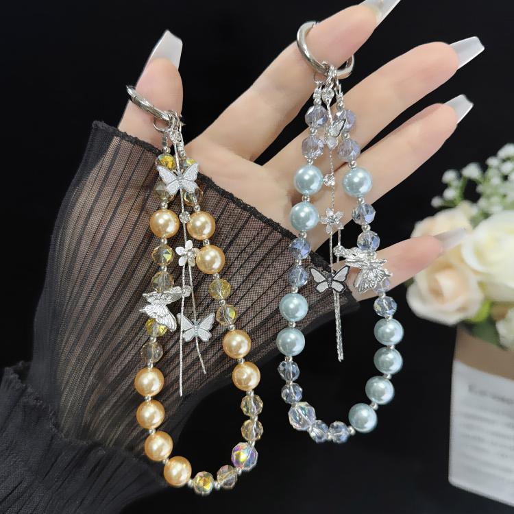 Alloy Butterfly Tassel Phone Charm, Pink, Green, Purple, Red, Orange