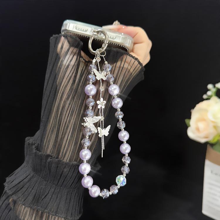 Alloy Butterfly Tassel Phone Charm, Pink, Green, Purple, Red, Orange
