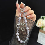 Heart Tassel Pearl Necklace, Pink, Green, Blue, Gray, White