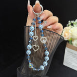 Heart Tassel Pearl Necklace, Pink, Green, Blue, Gray, White