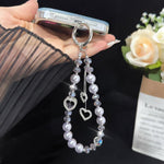 Heart Tassel Pearl Necklace, Pink, Green, Blue, Gray, White