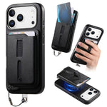 Detachable Magnetic Card Bag Phone Case with Finger Ring Grip & Anti-loss Rope, For iPhone 17e / 16e, For iPhone 17 Pro Max, For iPhone 17 Pro, For iPhone 17, For iPhone Air, For iPhone 16 Plus