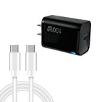 TE-PD46 GaN 100W PD 45W Fully Compatible Charger with Type-C to Type-C Data Cable，US Plug