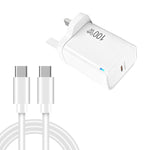 TE-PD46 GaN 100W PD 45W Fully Compatible Charger with Type-C to Type-C Data Cable，UK Plug