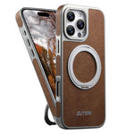 Suteni G6 Crazy Horse Texture Electroplated 360 Rotation Holder Magnetic Phone Case, For iPhone 13 Pro Max, For iPhone 13 Pro