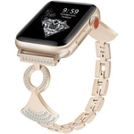 Shell-Inlaid Diamond  Metal Watch Band, For Apple Watch 46mm / 49mm / 45mm / 44mm, For Apple Watch 42mm / 41mm / 40mm / 38mm