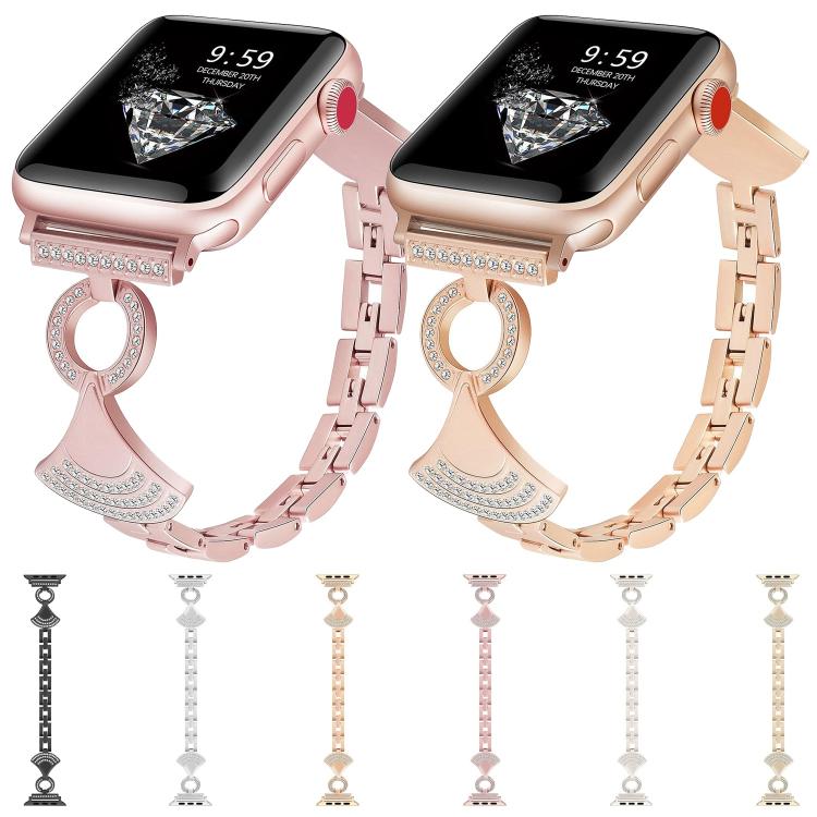 Shell-Inlaid Diamond  Metal Watch Band, For Apple Watch 46mm / 49mm / 45mm / 44mm, For Apple Watch 42mm / 41mm / 40mm / 38mm