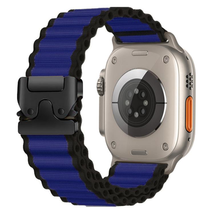 سوار ساعة نايلون عريض مخطط بنمط حزام المظلة، لساعة آبل 46مم / 49مم / 45مم / 44مم، لساعة آبل 42مم / 41مم / 40مم / 38مم