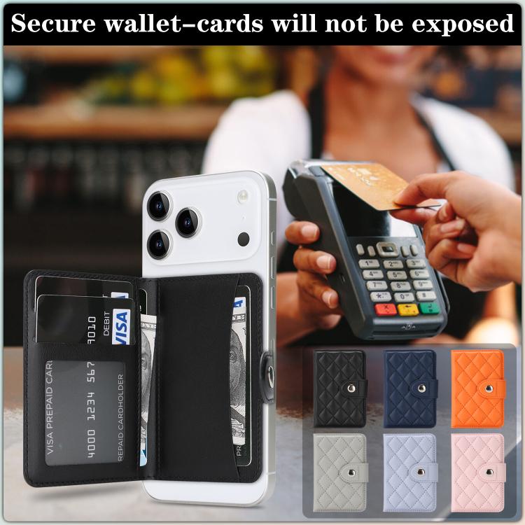 Diamond-Patterned Magnetic Vegan Leather Card Bag