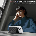 Diamond-Patterned Magnetic Vegan Leather Card Bag