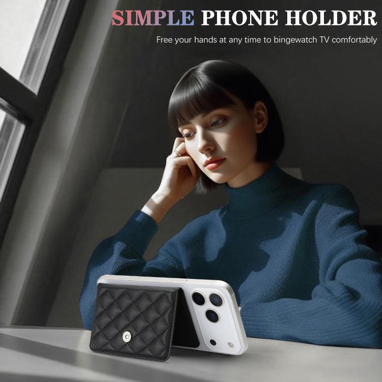 Diamond-Patterned Magnetic Vegan Leather Card Bag