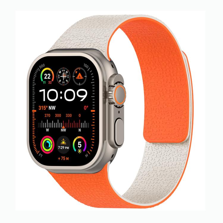 Color-blocking Litchi Texture Magnetic Silicone Watch Band, For Apple Watch 46mm / 49mm / 45mm / 44mm, For Apple Watch 42mm / 41mm / 40mm / 38mm