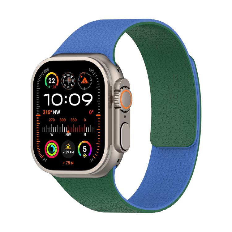 Color-blocking Litchi Texture Magnetic Silicone Watch Band, For Apple Watch 46mm / 49mm / 45mm / 44mm, For Apple Watch 42mm / 41mm / 40mm / 38mm