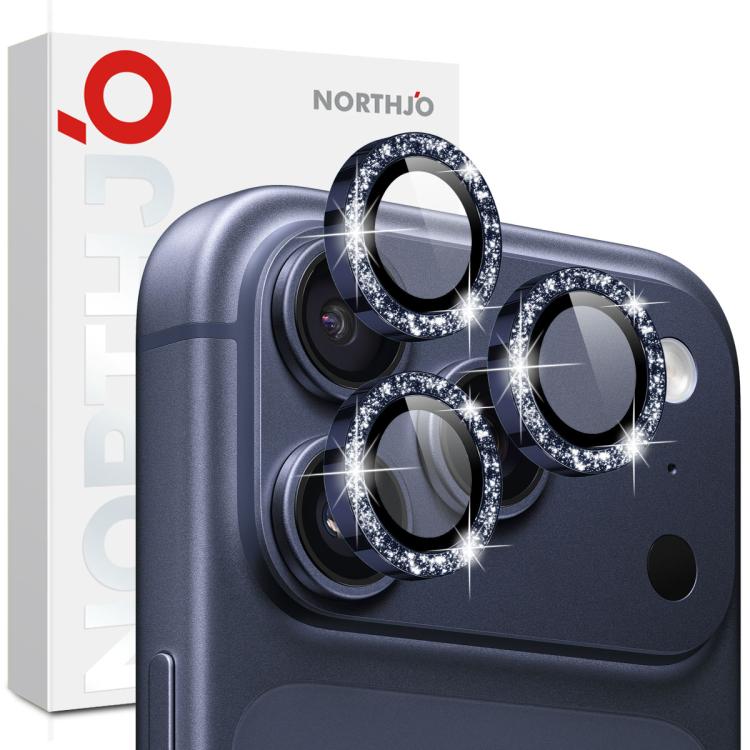 NORTHJO 1 Set Camera Lens Protector Glitter Metal Ring Film, For iPhone 17 Pro / 17 Pro Max