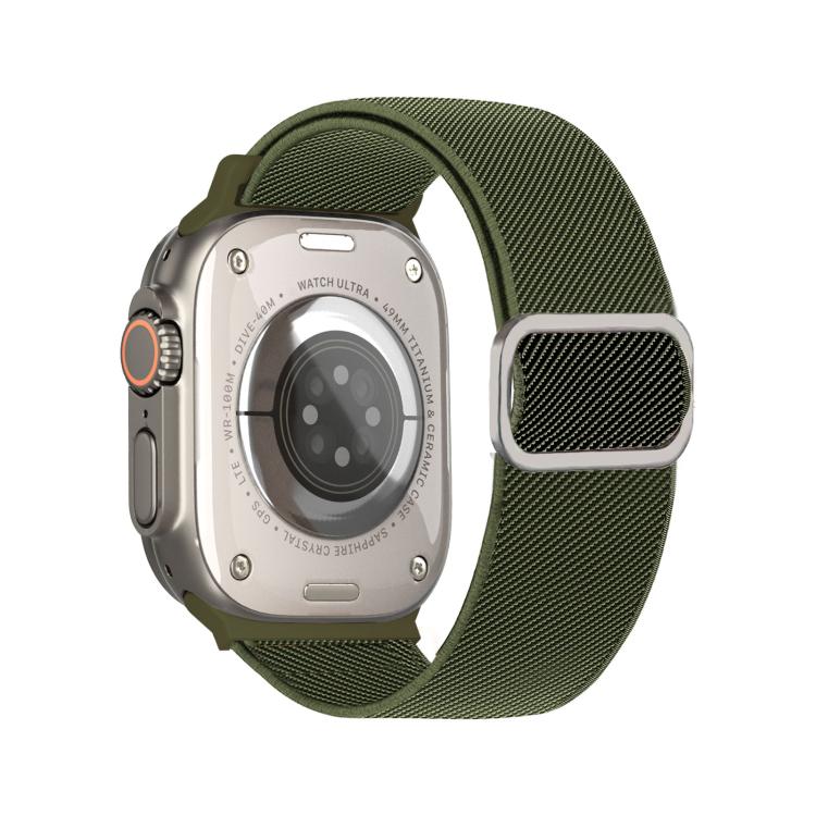 Diagonal Striped D-ring Buckle Nylon Elastic Watch Band, For Apple Watch 46mm / 49mm / 45mm / 44mm, For Apple Watch 42mm / 41mm / 40mm / 38mm