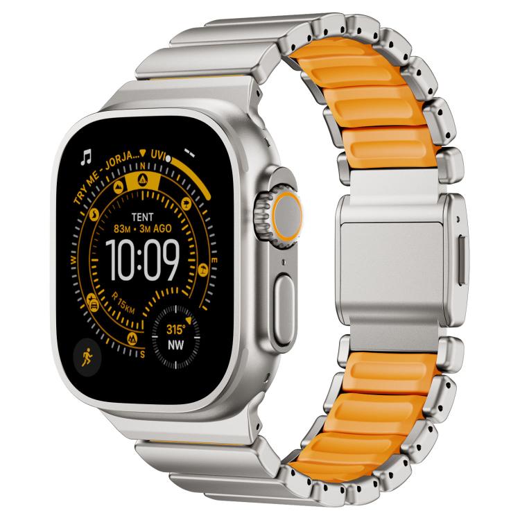 Magnetic Buckle Single-Bead Silicone Stainless Steel Watch Band, For Apple Watch 46mm / 49mm / 45mm / 44mm