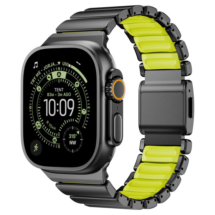 Magnetic Buckle Single-Bead Silicone Stainless Steel Watch Band, For Apple Watch 46mm / 49mm / 45mm / 44mm