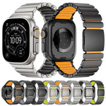 Magnetic Buckle Single-Bead Silicone Stainless Steel Watch Band, For Apple Watch 46mm / 49mm / 45mm / 44mm