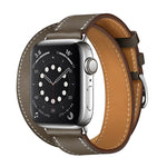 For Apple Watch 3 / 2 / 1 Generation 38mm Universal Leather Double-loop Strap